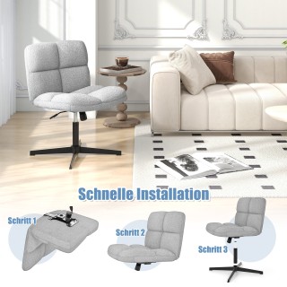 Costway Ρυθμιζόμενη Γκρι Καρέκλα Γραφείου χωρίς Μπράτσα με Λειτουργ...