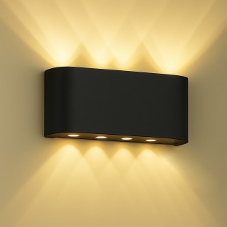 BAKAJI Απλίκα Τοίχου 8 LED Μαύρη με Θερμό Λευκό Φως 22x8x4cm 02842459