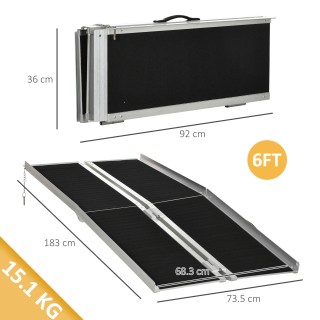 HOMCOM Πτυσσόμενη Ράμπα Αλουμινίου για Αναπηρικό Καροτσάκι με Αντιο...