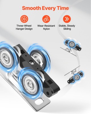 VEVOR Σετ Μηχανισμού Συρόμενης Πόρτας Αλουμινίου, Διπλής Διαδρομής,...