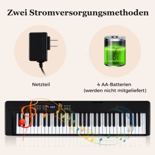 Costway Φορητό πιάνο-πληκτρολόγιο 61 πλήκτρων, πλήρες ηλεκτρονικό π...