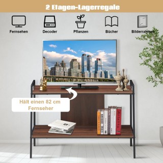 Costway  Μοντέρνα Ραφιέρα Τηλεόρασης με Μεταλλικό Πλαίσιο και Ξύλιν...