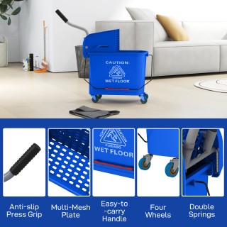 HOMCOM  Καρότσι καθαρισμού από πλαστικό PP 20L με κουβά και στυπτήρ...