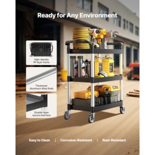 VEVOR Καρότσι Βαρέως Τύπου 3 Επιπέδων με Ρόδες 300 lbs Χωρητικότητα...