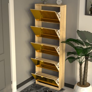 BAKAJI Λεπτή Καφέ Παπουτσοθήκη με 5 Πόρτες και Καθρέφτη με Εξοικονο... BAKAJI Λεπτή Καφέ Παπουτσοθήκη με 5 Πόρτες και Καθρέφτη με Εξοικονο...