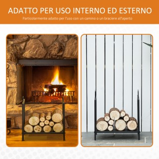 Outsunny Ξυλοθήκη για Τζάκι 15kg max για Εσωτερικό και Εξωτερικό με...