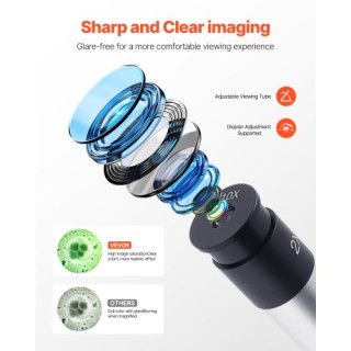 VEVOR Επαγγελματικό Μονοκυαλάριο Μικροσκόπιο με Μεγέθυνση 40-2000X ...