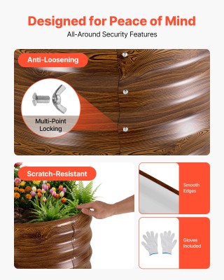 VEVOR Σετ δύο οβάλ γαλβανισμένων υπερυψωμένων κήπων, 1200 x 600 x 3...