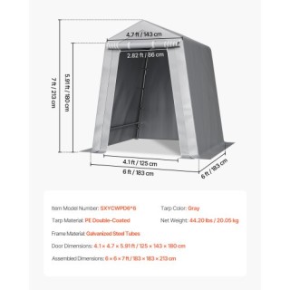 VEVOR Σκηνή Συμπλέγματος Αποθήκευσης 6x6 ft Αδιάβροχη Κατασκευή TYC...