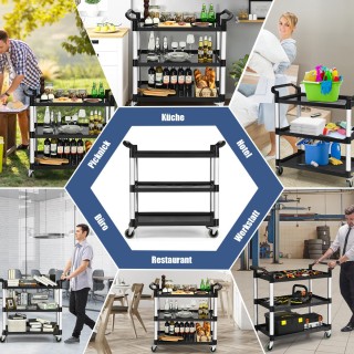 Costway  Ανθεκτικό τριώροφο καρότσι εξυπηρέτησης με  λαβές, άφθονο ...