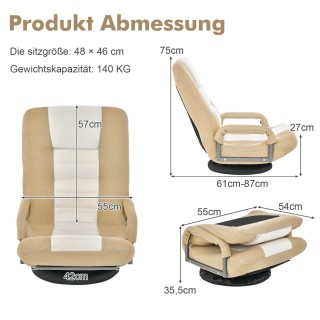 Περιστρεφόμενη Καρέκλα Δαπέδου 360° με Ρυθμιζόμενη Πλάτη και Αναδιπ... Περιστρεφόμενη Καρέκλα Δαπέδου 360° με Ρυθμιζόμενη Πλάτη και Αναδιπ...