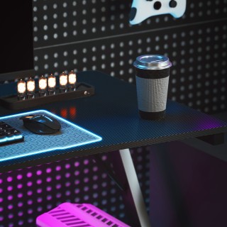 HOMCOM  Γραφείο Gaming με Ρυθμιζόμενα LED RGB Φώτα και Πόδια σε Σχή...