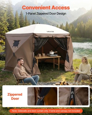 VEVOR Τοίχωμα Σκηνής Καφέ 1,73 x 1,48 μ, Αδιάβροχο & Αντηλιακό, 6 Τ...