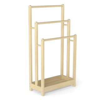 Costway Ξύλινη Επιδαπέδια Πετσετοθήκη με 3 Ράβδους για Πετσέτες & Κ...