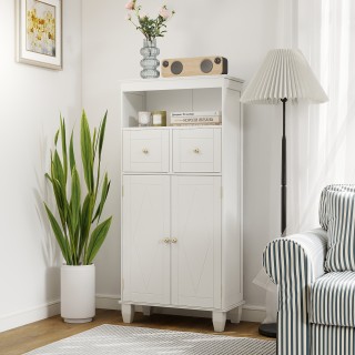 Costway Ντουλάπα Μπάνιου με Πόρτες - Λευκή JV12898WH