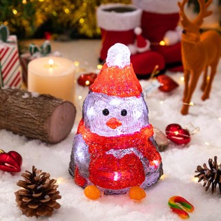 BAKAJI  Πιγκουίνος Ακρυλικό Σχήμα Χριστουγεννιάτικο Στολίδι LED Φωτ...