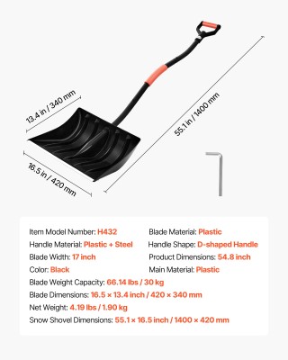 VEVOR Φτυάρι Χιονιού για Δρόμο, 42εκ Πλάτος με Χειρολαβές Σχήματος ... VEVOR Φτυάρι Χιονιού για Δρόμο, 42εκ Πλάτος με Χειρολαβές Σχήματος ...