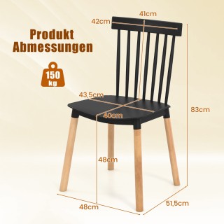 Costway  Σετ 4 Καρέκλες Τραπεζαρίας με Ατρακτοειδή Πλάτη & Καμπυλωτ...