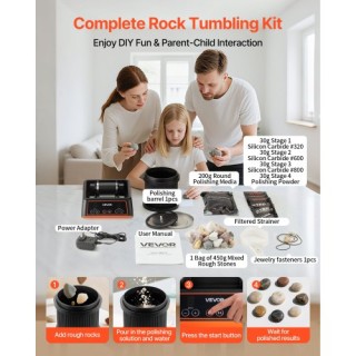 VEVOR Κιτ Λείανσης Πετρωμάτων με 4 Ταχύτητες και Χρονόμετρο 9 Ημερώ... VEVOR Κιτ Λείανσης Πετρωμάτων με 4 Ταχύτητες και Χρονόμετρο 9 Ημερώ...