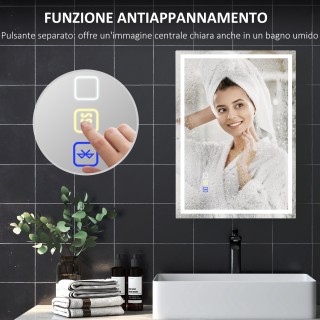 HOMCOM Καθρέφτης Μπάνιου 50x70 cm με LED, Bluetooth και Touch 834-8... HOMCOM Καθρέφτης Μπάνιου 50x70 cm με LED, Bluetooth και Touch 834-8...
