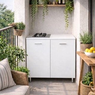 Shally Dogan Κουζίνα 80x60x85εκ Λευκή με 2 Εστίες Χυτοσιδήρου 02001954