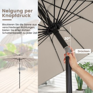 Ομπρέλα Βεράντας με 18 Ακτίνες 265 x 250 Ανοιχτό Καφέ NP11544MS Cos...