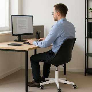 Shally Dogan Εργονομική Μαύρη Καρέκλα Γραφείου με Ρόδες για Σπίτι κ...