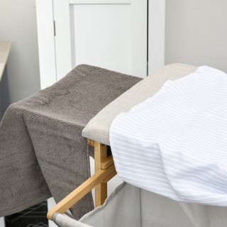 HOMCOM Καλάθι Απλύτων από Μπαμπού και Πολυεστέρα με Σιδερώστρα και ...