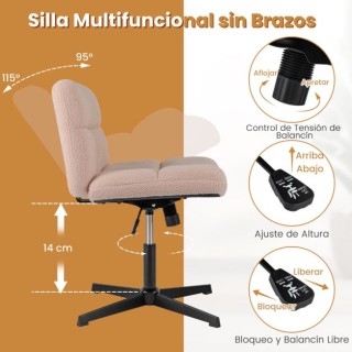 Costway Ροζ Κάθισμα Γραφείου με Ευρύχωρη Επιφάνεια Καθίσματος CB106...