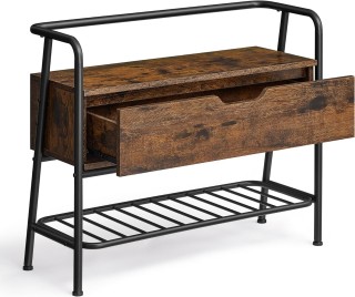 Πάγκος Παπουτσιών VASAGLE με Συρτάρι, Βιομηχανικό Στυλ, Rustic Brow... Πάγκος Παπουτσιών VASAGLE με Συρτάρι, Βιομηχανικό Στυλ, Rustic Brow...