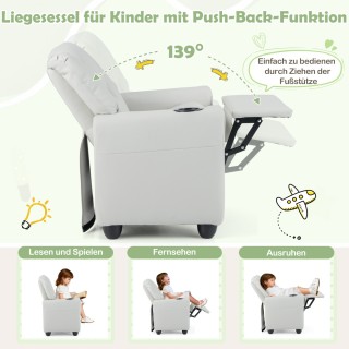 Costway Παιδική πολυθρόνα με λειτουργία relax, ρυθμιζόμενη πλάτη κα...