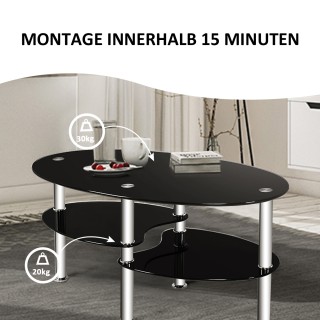 Costway Μοντέρνο Οβάλ Γυάλινο Τραπέζι Τριών Επιπέδων με Ράφια - Μαύ... Costway Μοντέρνο Οβάλ Γυάλινο Τραπέζι Τριών Επιπέδων με Ράφια - Μαύ...