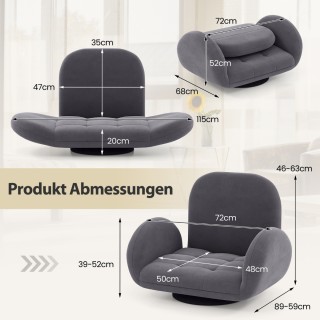 Costway  Περιστρεφόμενη Καρέκλα Δαπέδου για Gaming και Χαλάρωση - Ά...