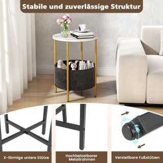 Costway  Στρογγυλό βοηθητικό τραπέζι με αφαιρούμενο υφασμάτινο καλά...