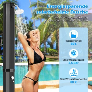 Costway Ηλιακό ντους 60 λίτρων με προστατευτικό κάλυμμα έως 60°C μ... Costway Ηλιακό ντους 60 λίτρων με προστατευτικό κάλυμμα έως 60°C μ...
