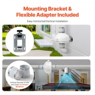 VEVOR  Σύστημα Ανεμιστήρα Ραδονίου 260 CFM 4 σε 3.5  DFSTJ4INCH267V...