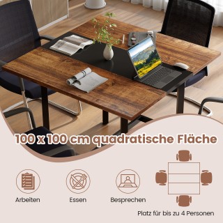 Costway Τετράγωνιο Τραπέζι Συνεδριάσεων με Μεταλλικό Πλαίσιο - Τραπ...