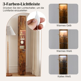 Costway Ντουλάπα Μπάνιου Vintage με Φωτισμό, Συρτάρι & 3 Γυάλινα Ρά...