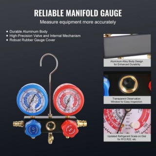 Σετ Αντλίας Κενού & Μετρητή VEVOR 1/4 HP HVAC 4 CFM  KDZ4CFM180WA15...