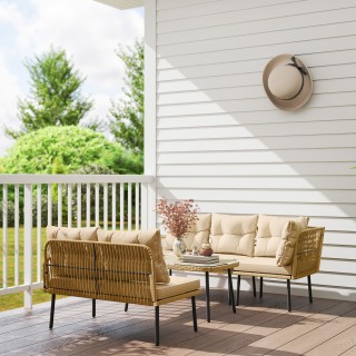 Outsunny Σετ σαλονιού κήπου από ρατάν με 2 καναπέδες και γωνιακή πο...