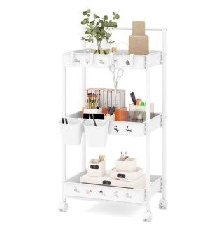 Τρόλεϊ Κουζίνας 3 Επιπέδων με Ρόδες 42 x 29 x 83 cm Λευκό JZ10202W... Τρόλεϊ Κουζίνας 3 Επιπέδων με Ρόδες 42 x 29 x 83 cm Λευκό JZ10202W...