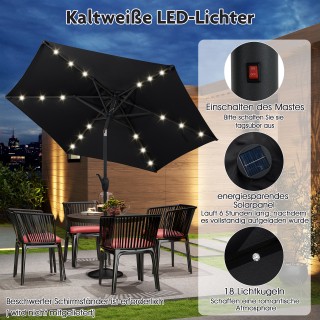 Costway Ομπρέλα Κήπου-Αγοράς 230 cm με Ηλιακό Φωτισμό LED & Μανιβέλ... Costway Ομπρέλα Κήπου-Αγοράς 230 cm με Ηλιακό Φωτισμό LED & Μανιβέλ...