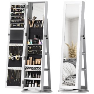 HOMCOM Περιστρεφόμενος Καθρέπτης Κοσμηματοθήκη 3 σε 1 360°, με Ράφι...