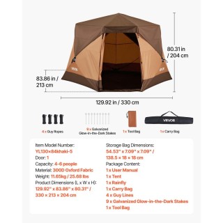 VEVOR Σκηνή Camping Pop Up 6 Ατόμων με Τέντα Βροχής και Μεγάλες Διχ... VEVOR Σκηνή Camping Pop Up 6 Ατόμων με Τέντα Βροχής και Μεγάλες Διχ...