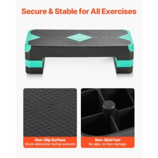 VEVOR Ρυθμιζόμενη Πλατφόρμα Αερόβιας Άσκησης με 4 Ανυψωτές Πράσινη ...