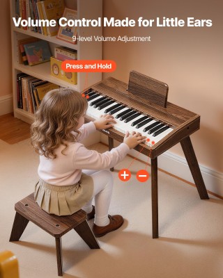 VEVOR Παιδικό Ξύλινο Ψηφιακό Πιάνο 37 Πλήκτρων, Μουσικό Εκπαιδευτικ...