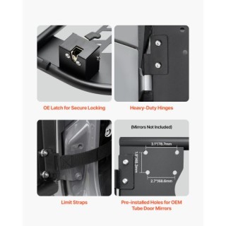 VEVOR Τετράθυρες Σωληνωτές Πόρτες Jeep για Wrangler JK 2007-2018 JP...