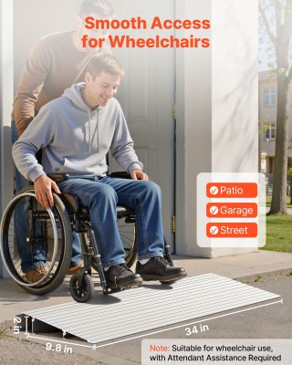 VEVOR Αλουμινένια Ράμπα Κατωφλίου, Ύψος 59mm, Φορτίο 363kg, Για Ανα...