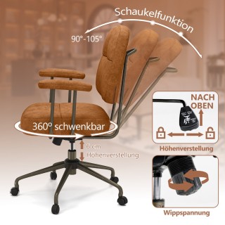 Costway Εργονομική Καρέκλα Γραφείου με Μπράτσα & Ρόδες, Ρυθμιζόμενη...