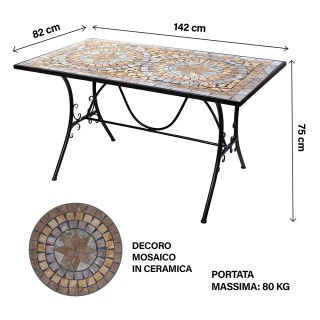 Galileo Ορθογώνιο εξωτερικό τραπέζι 143x83 cm από σίδερο με κεραμικ...